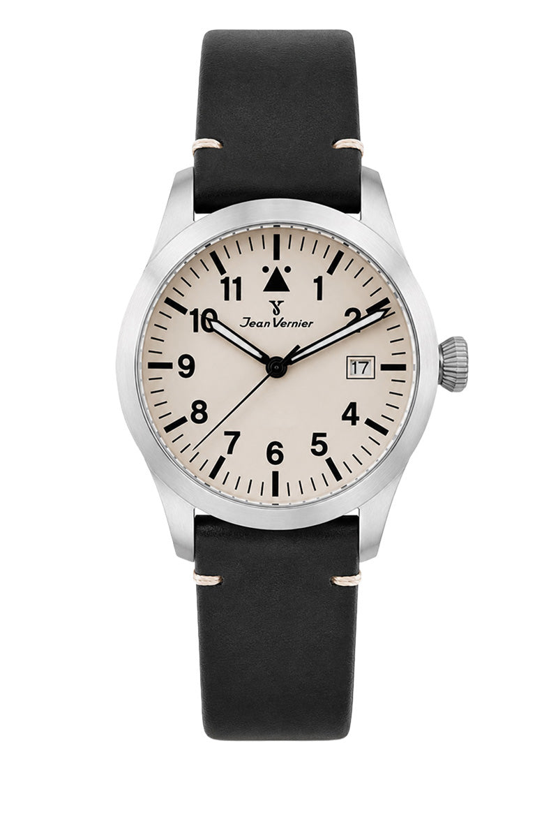 Relógio Masculino Jean Vernier Couro Preto JV01011