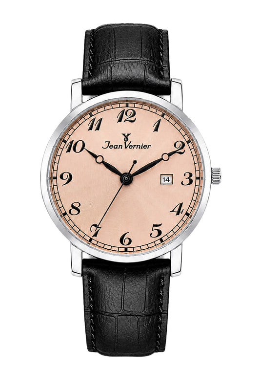 Relógio Masculino Jean Vernier Couro Preto JV01027