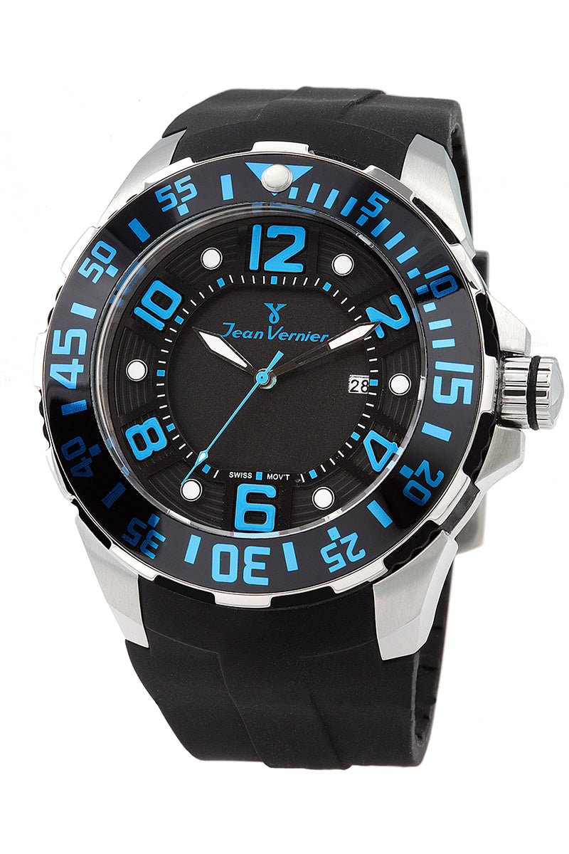Relógio de Pulso Jean Vernier Masculino Preto Calendário JV01081