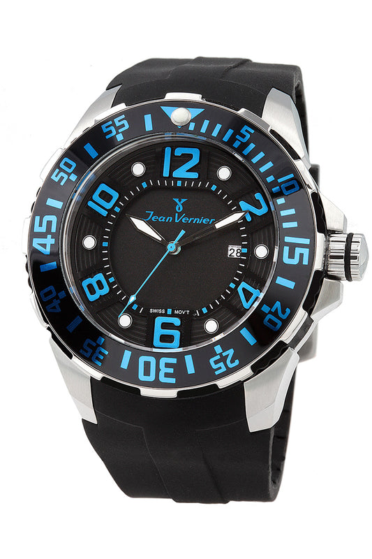 Relógio de Pulso Jean Vernier Masculino Preto Calendário JV01081