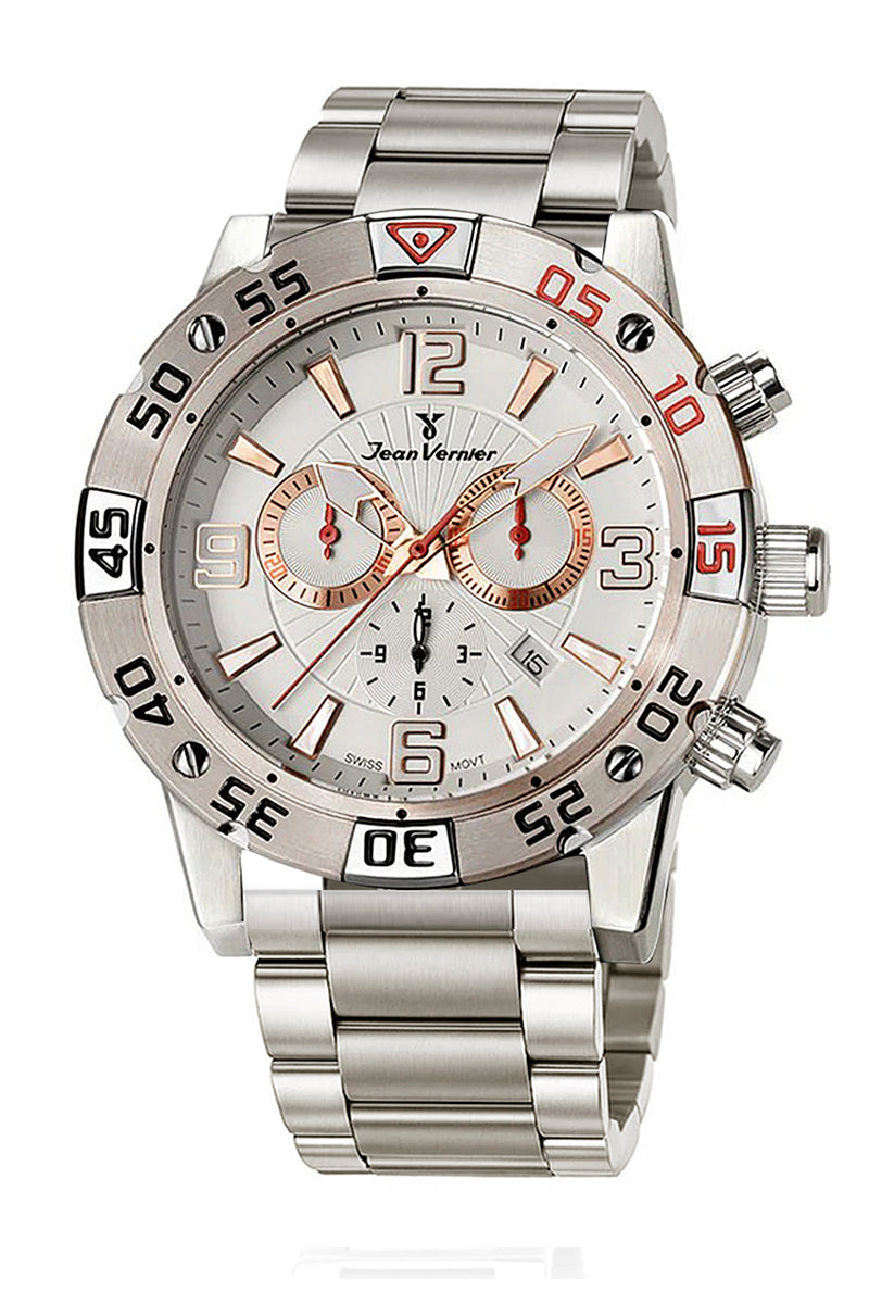 Relógio de Pulso Jean Vernier Aço Inoxidável Cronógrafo JV01110-15