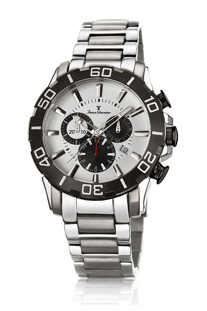 Relógio Jean Vernier Aço Prateado Cronógrafo 10ATM - JV01138A