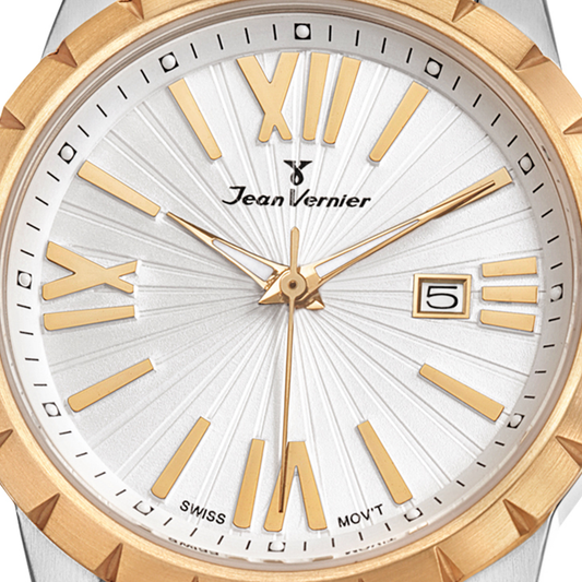 Relógio Jean Vernier Feminino Pulseira Aço Bicolor Movimento Suíço JV01333