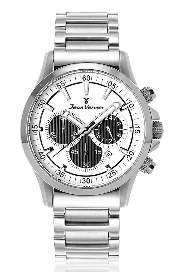 Relógio Jean Vernier Masculino Aço Inoxidável Cronógrafo JV01351