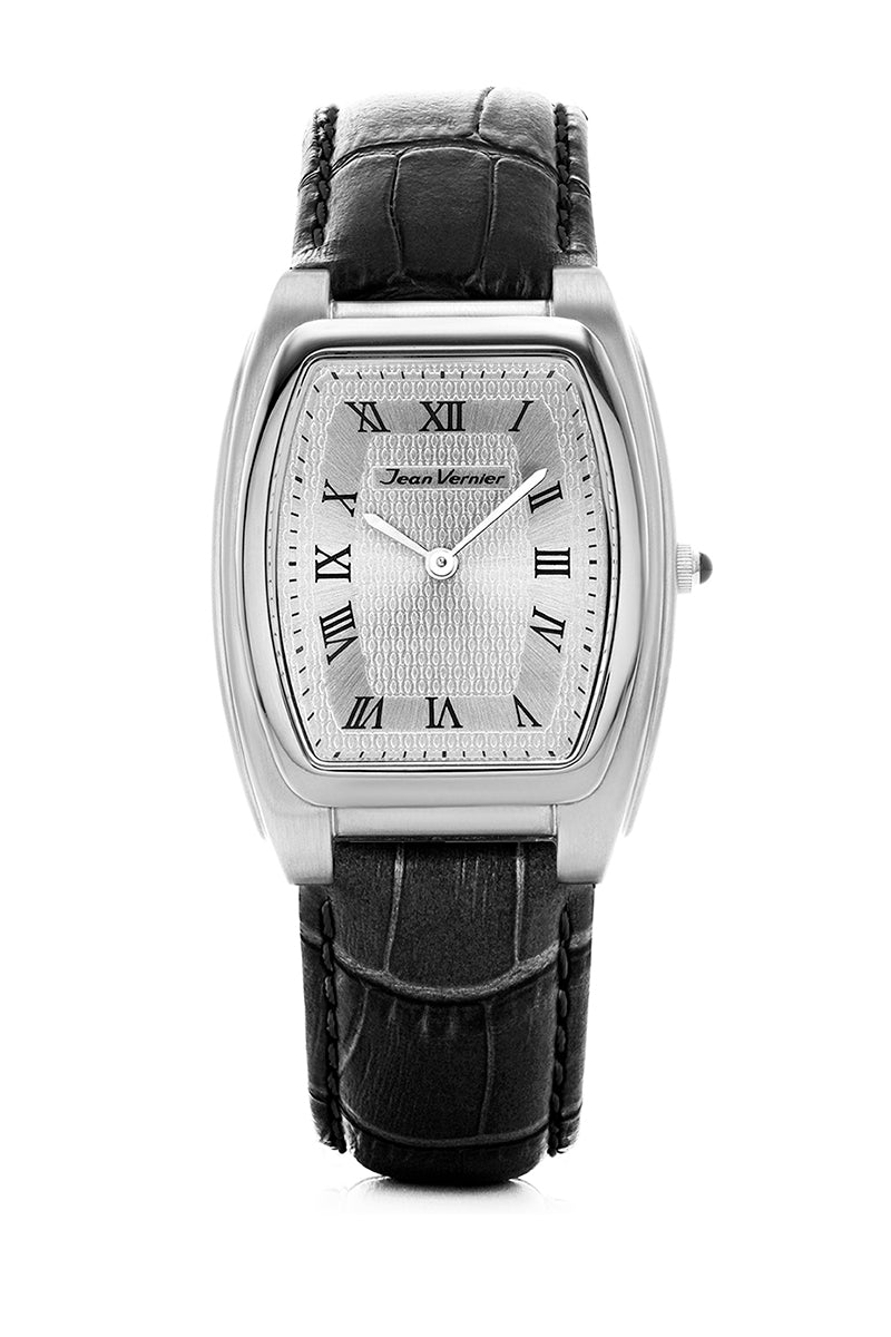 Relógio Jean Vernier Couro Tipo Croco Preto JV01595BP