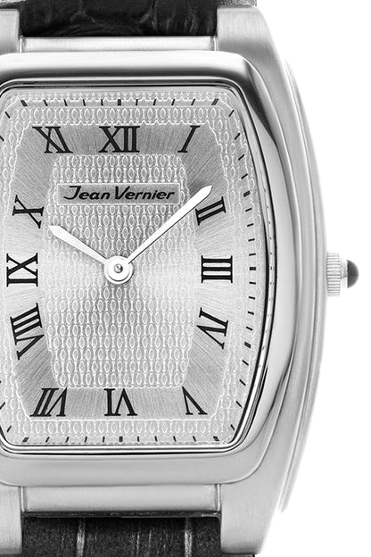 Relógio Jean Vernier Couro Tipo Croco Preto JV01595P