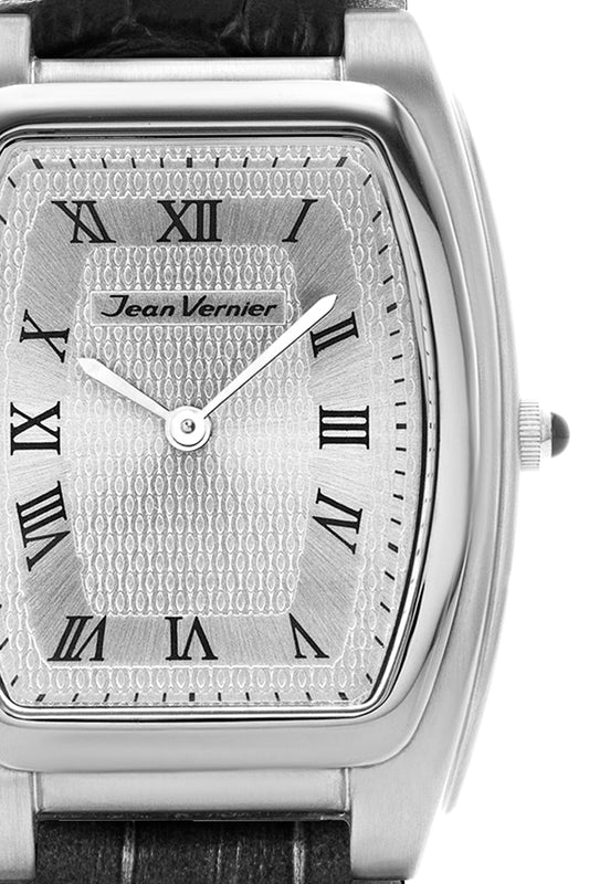 Relógio Jean Vernier Couro Tipo Croco Preto JV01595BP