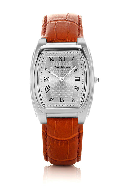 Relógio Jean Vernier Couro Tipo Croco Marrom JV01595BM