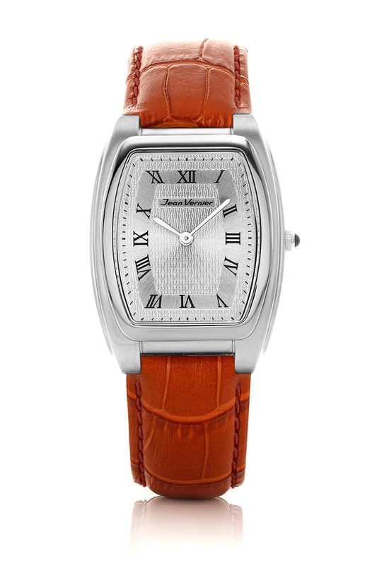 Relógio Jean Vernier Couro Tipo Croco Marrom JV01595BM