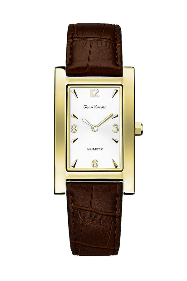 Relógio Jean Vernier Pulseira Couro Tipo Croco Marrom JV01619CRM