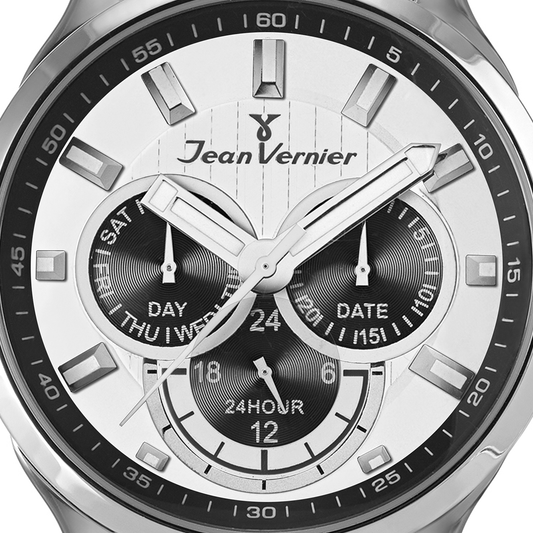 Relógio de Pulso Jean Vernier Masculino Prateado Cronógrafo JV01761