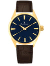 Relógio Masculino Jean Vernier Dourado Couro Marrom JV02426AM