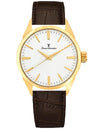 Relógio Masculino Jean Vernier Dourado Couro Marrom JV02426BM