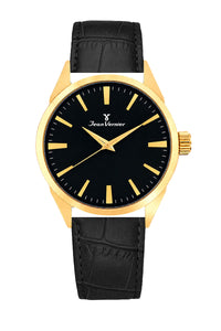 Relógio Masculino Jean Vernier Dourado Couro Preto JV02426PP