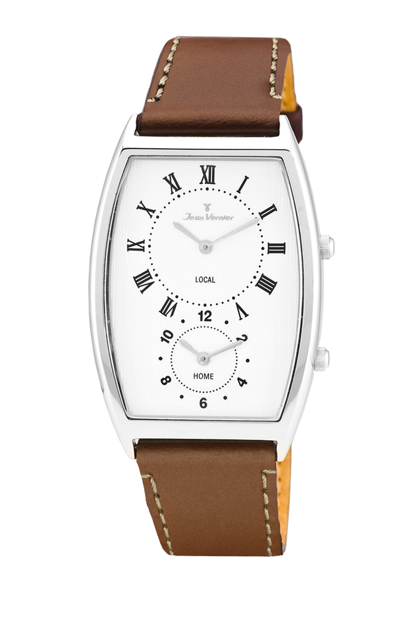 Relógio Jean Vernier Duplo Fuso Horário Havana JV02786H