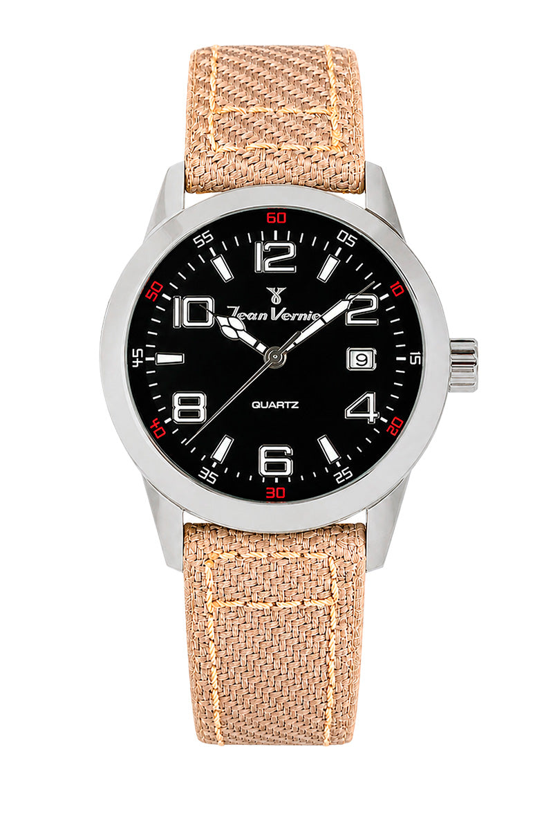 Relógio Masculino Jean Vernier Nylon Bege Movimento Suíço JV07000VJ-03
