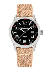 Relógio Masculino Jean Vernier Nylon Bege Movimento Suíço JV07000VJ-03