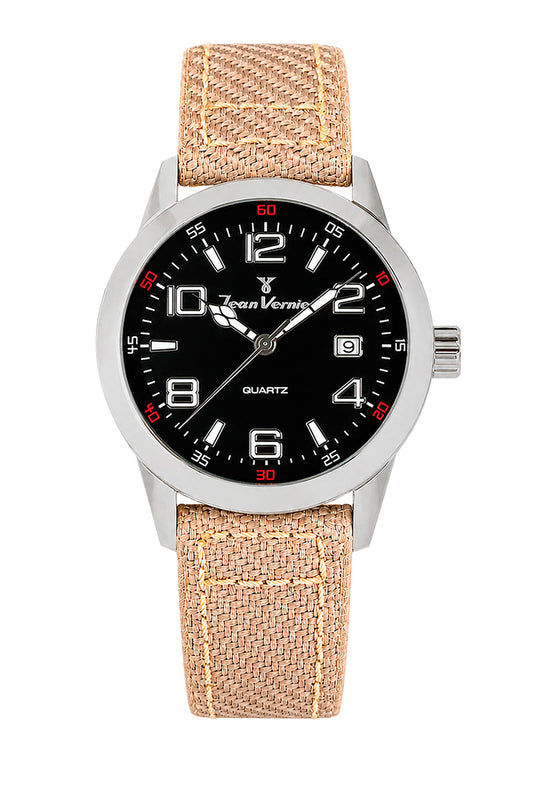 Relógio Masculino Jean Vernier Nylon Bege Movimento Suíço JV07000VJ-03