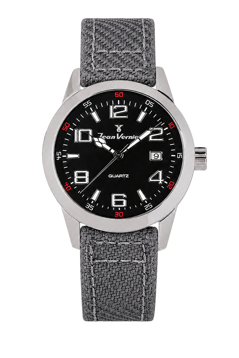 Relógio Masculino Jean Vernier Nylon Cinza Movimento Suíço JV07000VJ-02