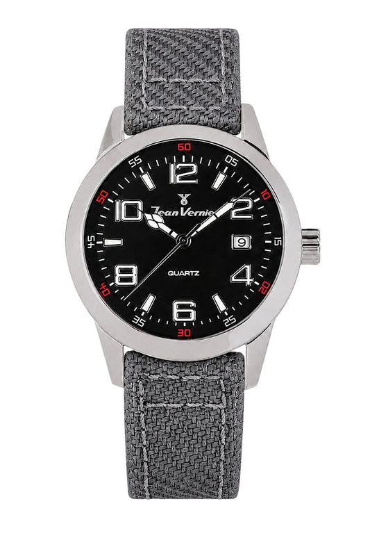 Relógio Masculino Jean Vernier Nylon Cinza Movimento Suíço JV07000VJ-02