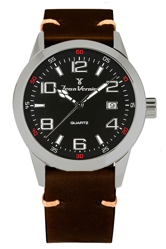 Relógio Jean Vernier Redondo Marrom Movimento Suíço JV07000VJM