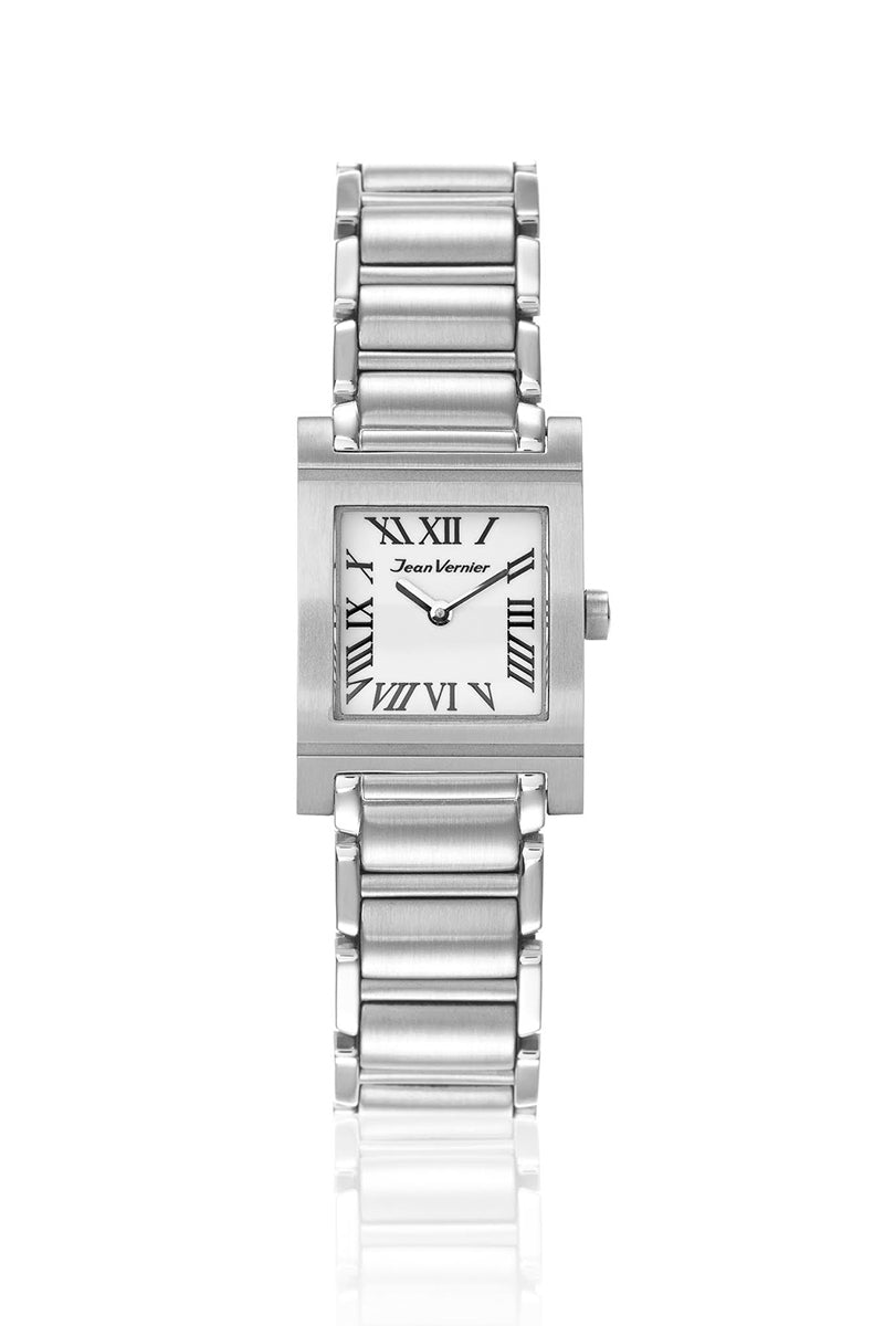 Relógio Feminino Jean Vernier Prateado Retangular JV07170LRB