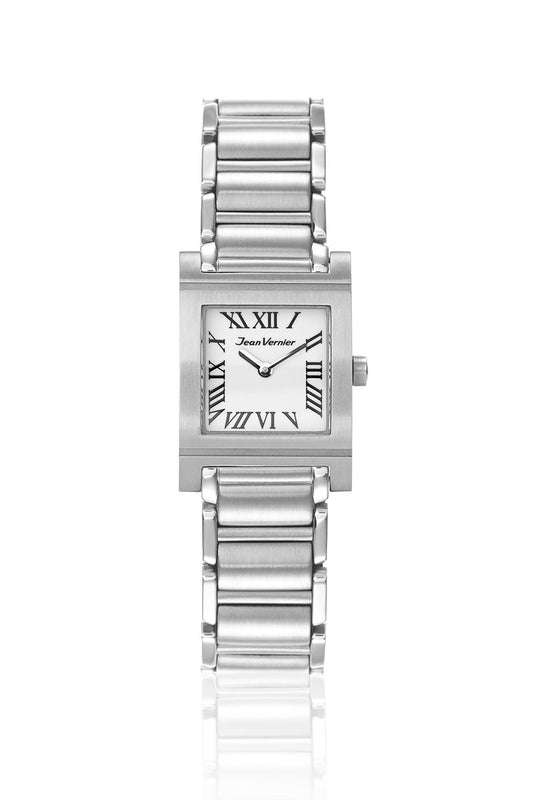 Relógio Feminino Jean Vernier Prateado Retangular JV07170LRB