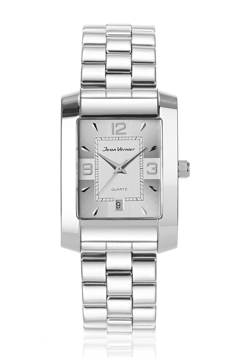 Relógio Jean Vernier Retangular Aço Inoxidável JV07580