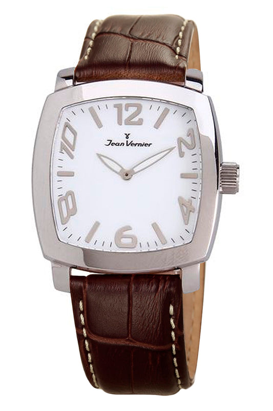 Relógio Jean Vernier Masculino Couro Marrom JV10398