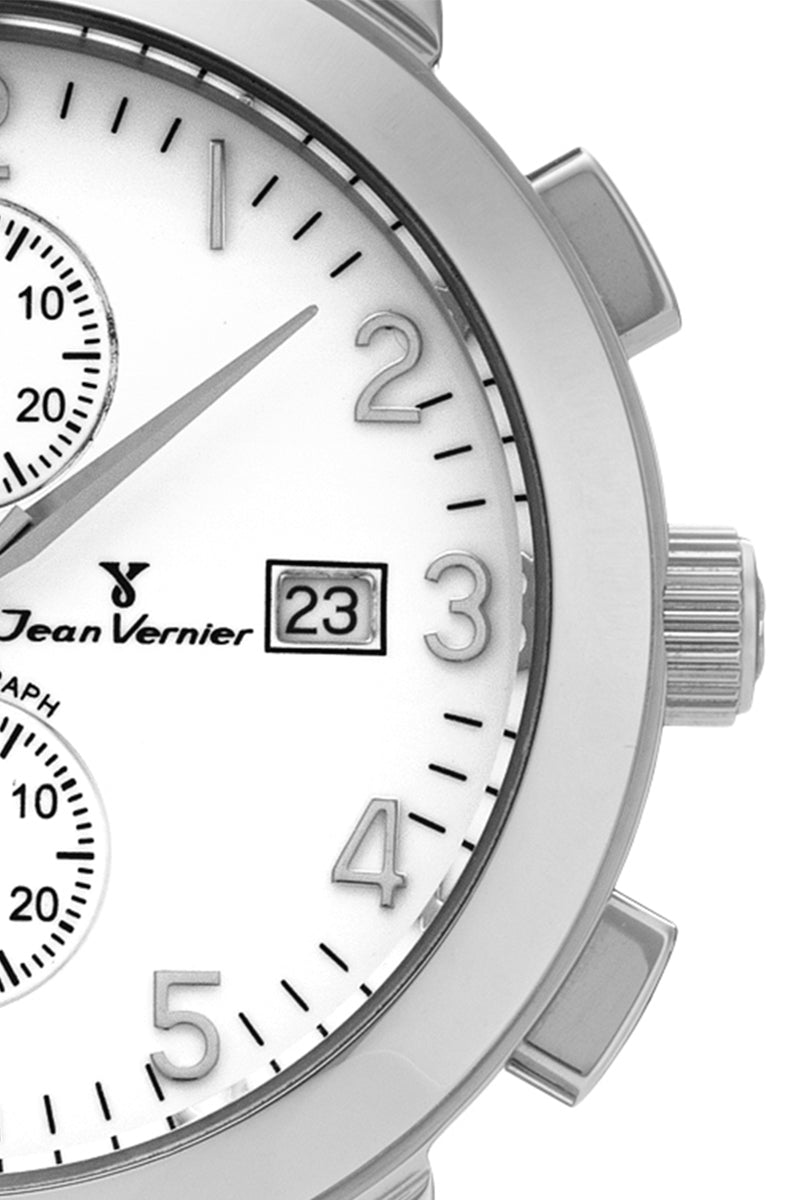 Relógio de Pulso Jean Vernier Couro Preto Cronógrafo JV11375BP