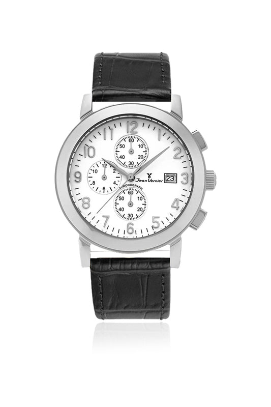 Relógio de Pulso Jean Vernier Croco Preto Cronógrafo JV11375BP