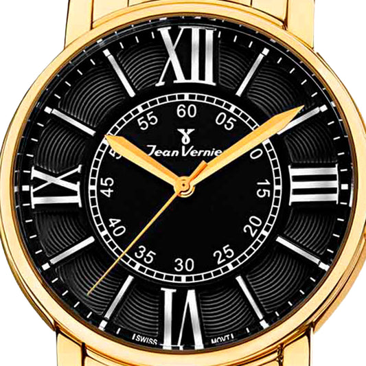 Relógio Jean Vernier Aço Dourado Masculino Fecho Duplo  Movimento Suíço  JV01157