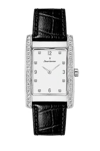 Relógio Feminino Jean Vernier Couro Tipo Croco Preto JV11753B