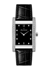 Relógio Feminino Jean Vernier Couro Tipo Croco Preto JV11753P