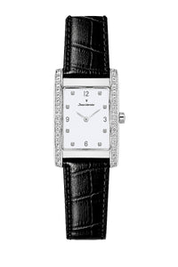 Relógio Feminino Jean Vernier Couro Tipo Croco Preto JV11753LB