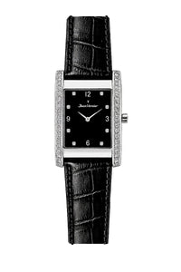 Relógio Feminino Jean Vernier Couro Tipo Croco Preto JV11753LP