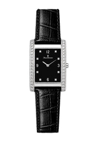 Relógio Feminino Jean Vernier Couro Tipo Croco Preto JV11753LP
