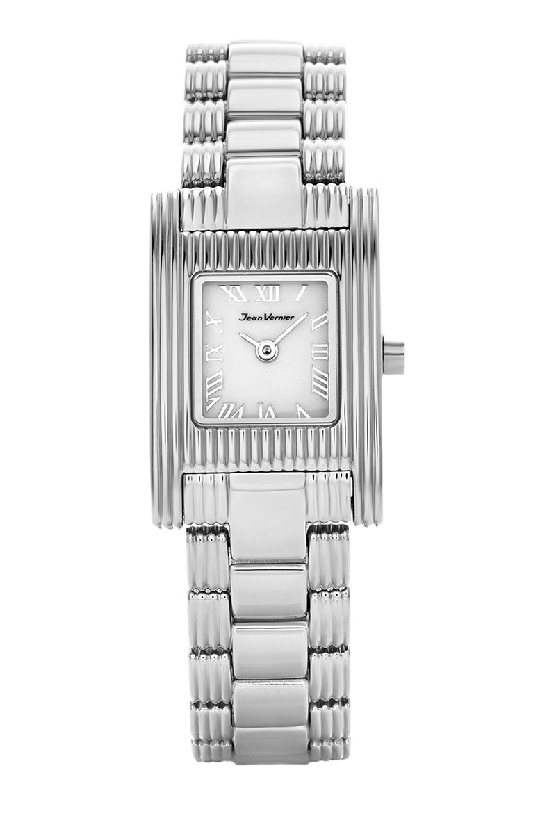 Relógio Feminino Jean Vernier Prateado Retangular JV01539B