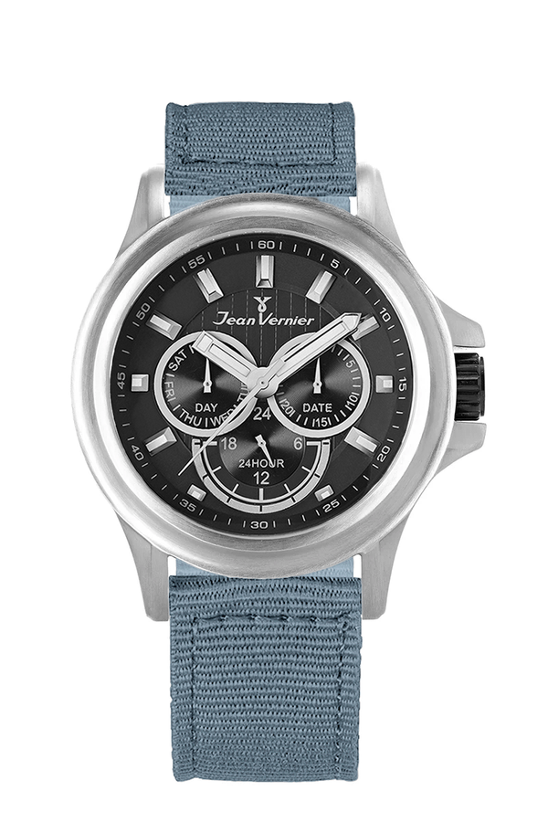 Relógio Jean Vernier Calendário Nylon Cinza JV01662NC