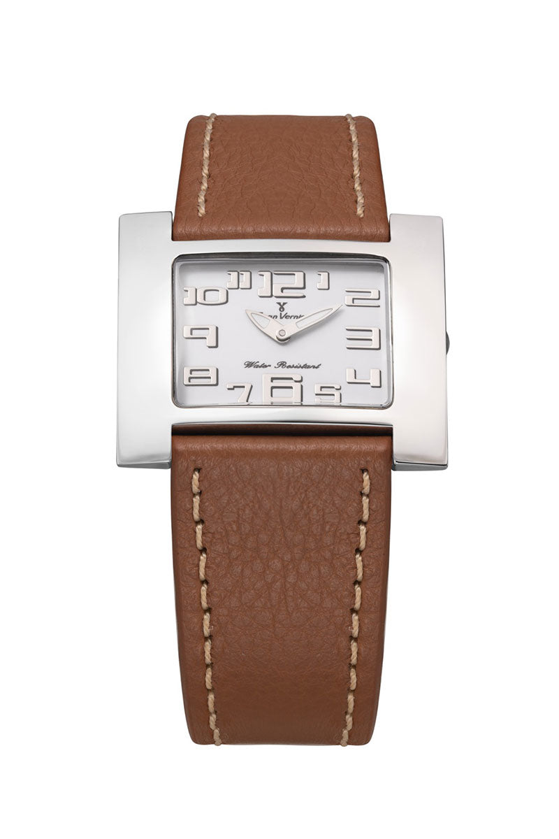 Relógio de Pulso Jean Vernier Couro Marrom JV02221C