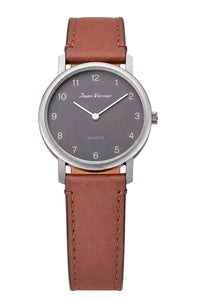 Relógio de Pulso Jean Vernier Caixa Titânio Pulseira Marrom JV02239MM