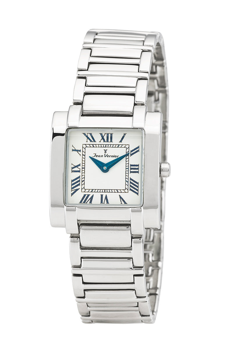 Relógio Feminino Jean Vernier Prateado Retangular JV22522