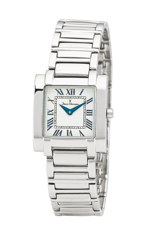Relógio Feminino Jean Vernier Prateado Retangular JV22522