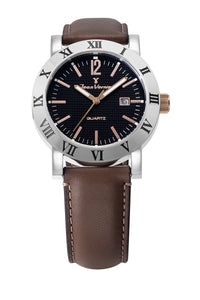 Relógio Jean Vernier Pulseira Couro Marrom Masculino - JV00232