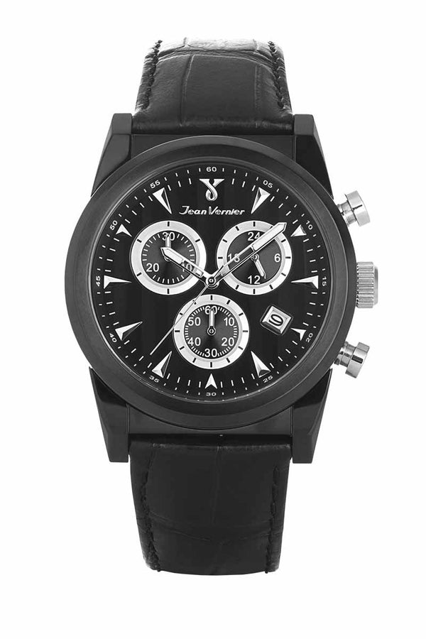 Relógio de Pulso Jean Vernier Masculino Preto Cronógrafo JV03049P