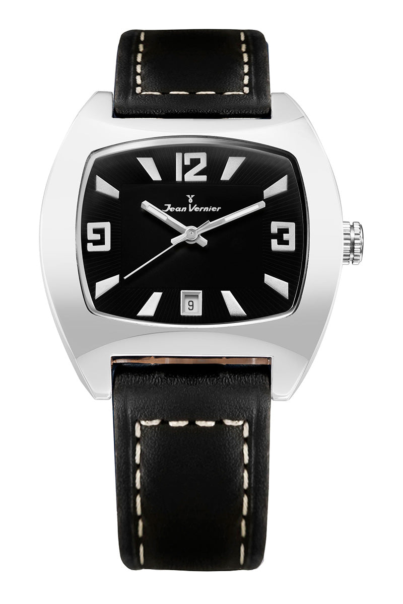 Relógio de Pulso Jean Vernier Couro Preto JV03435P