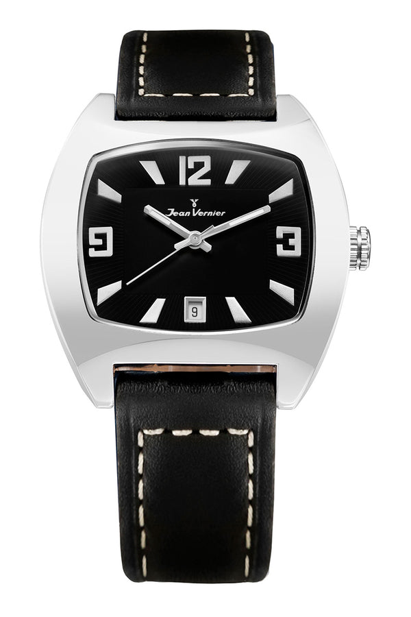 Relógio de Pulso Jean Vernier Couro Preto JV03435P