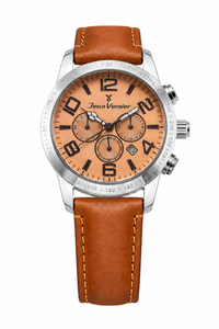 Relógio Masculino Jean Vernier Cronógrafo Couro Havana JV07004R