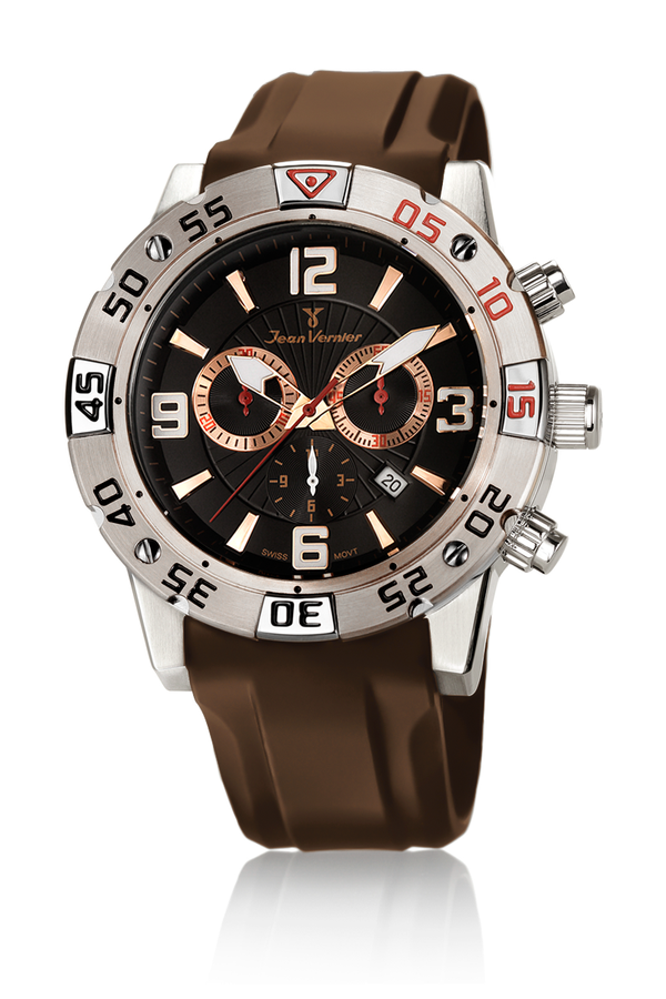 Relógio de Pulso Jean Vernier Marrom Cronógrafo JV01111M