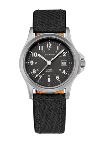 Relógio Jean Vernier Pulseira Couro / Nylon Preto Calendário JV01331-05